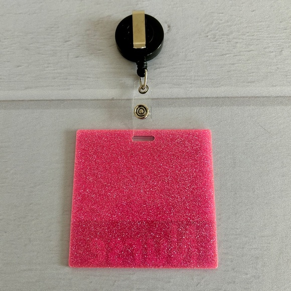 Glitter Badge Buddy | Nurse Card Holder | RN ID Tag Backer and Retractable Reel - Picture 10 of 11